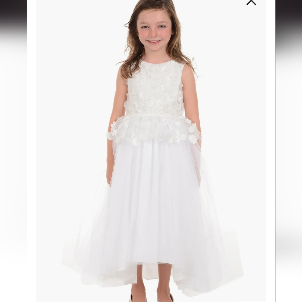 Badgley Mischka White Floral Kids Dress